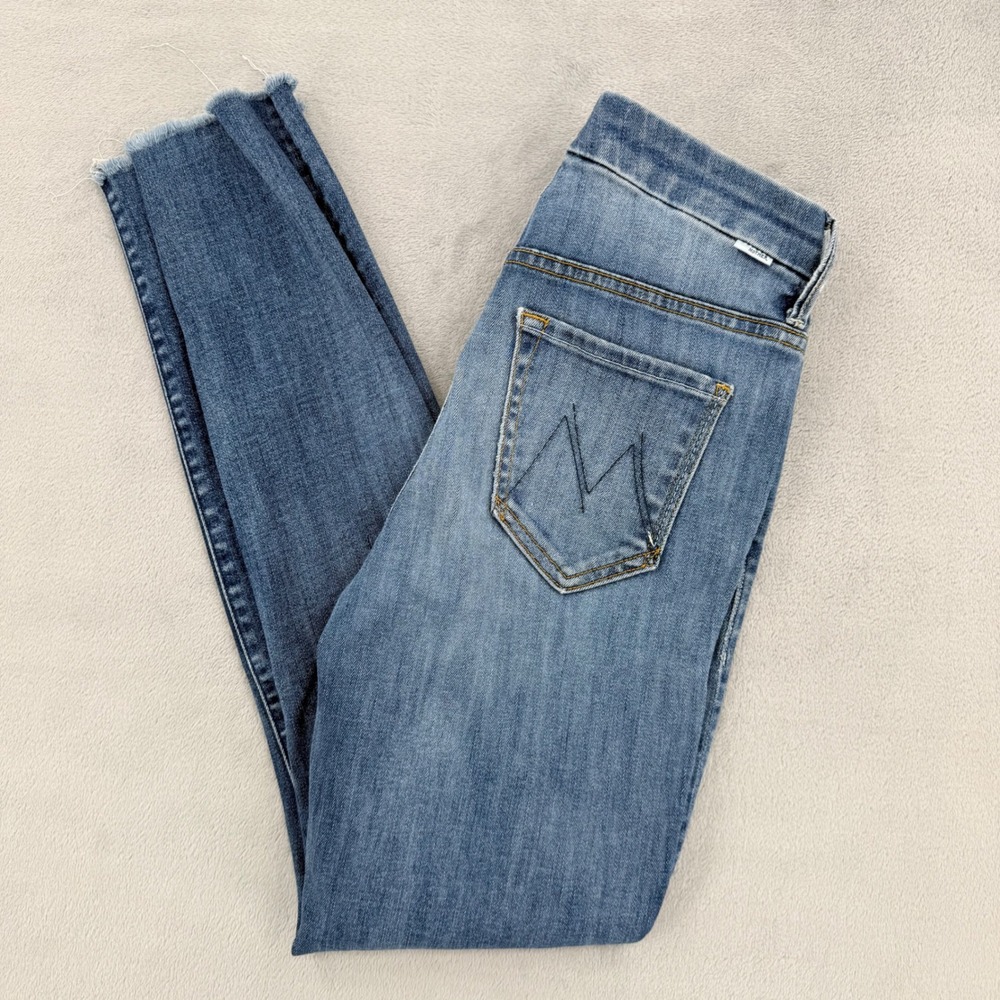 Mother Denim Womens 25 High Waisted Looker Ankle Fray Medium Wash Jeans Stretch